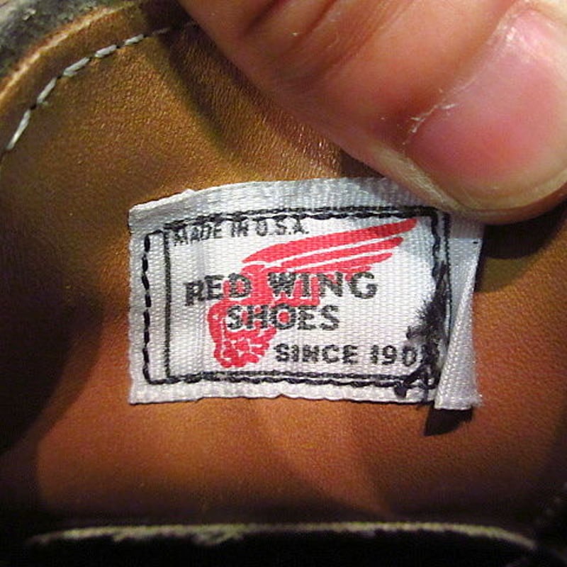 ビンテージ80's○RED WINGプリント羽根タグポストマンシューズ黒8 1/2
