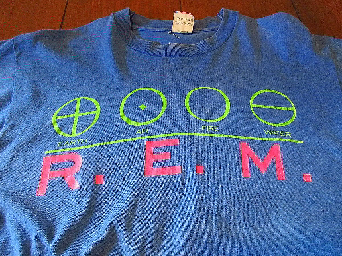 ビンテージ80's○R.E.M. METALプリントTシャツ青size L○240908j3-