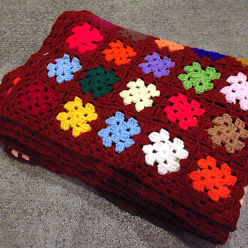 ビンテージ○かぎ針編みブランケットsize 約204cm ×約120cm○230928c8-b