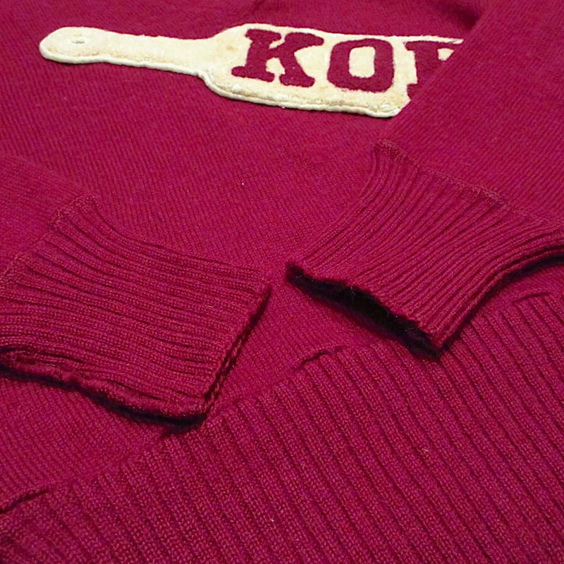 ビンテージ50's○LASLEY KNITTING Vネックレタードセーター○211219r3