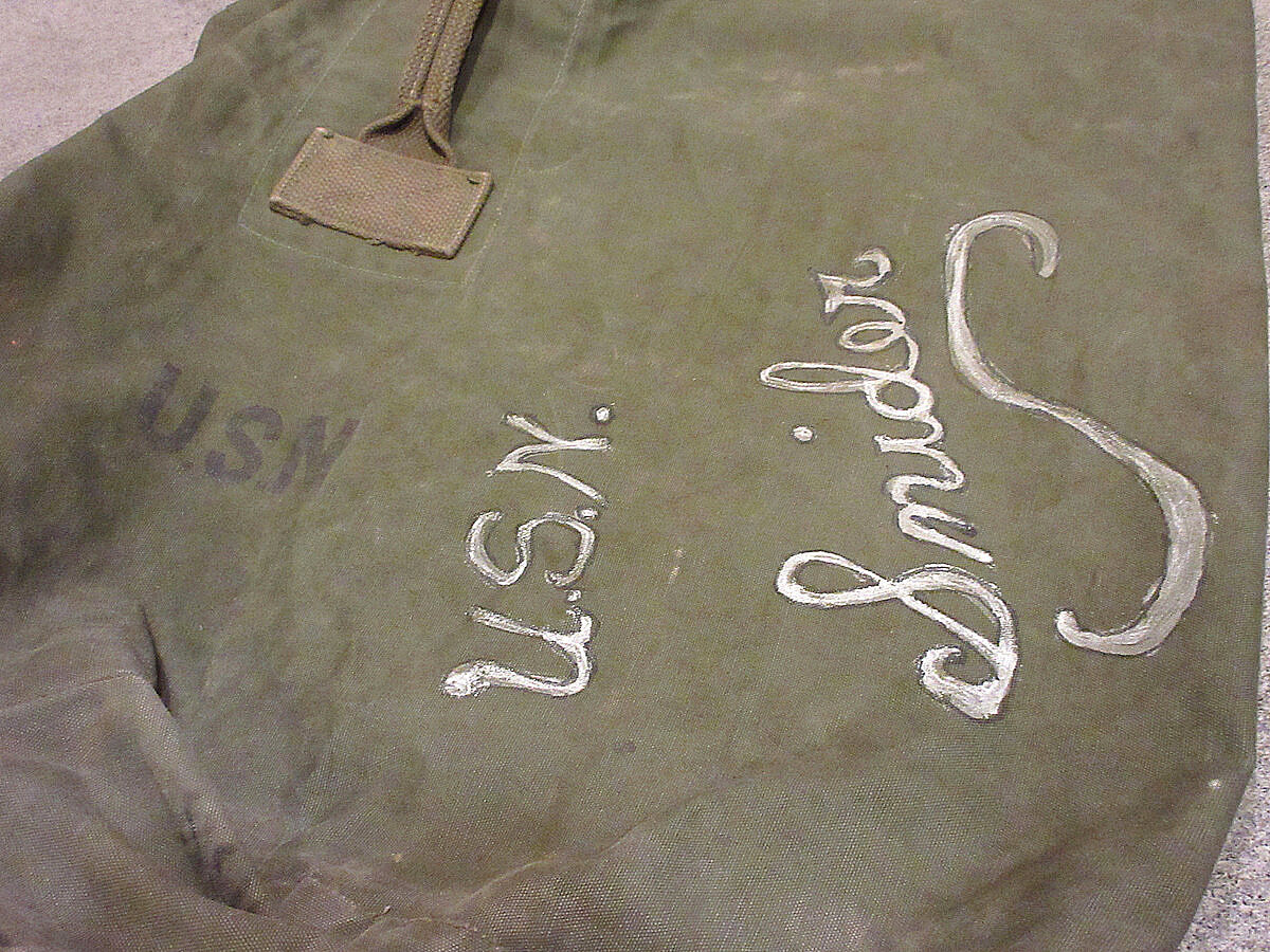 ビンテージ40's○U.S.NAVYハンドペイントキャンバスダッフルバッグ