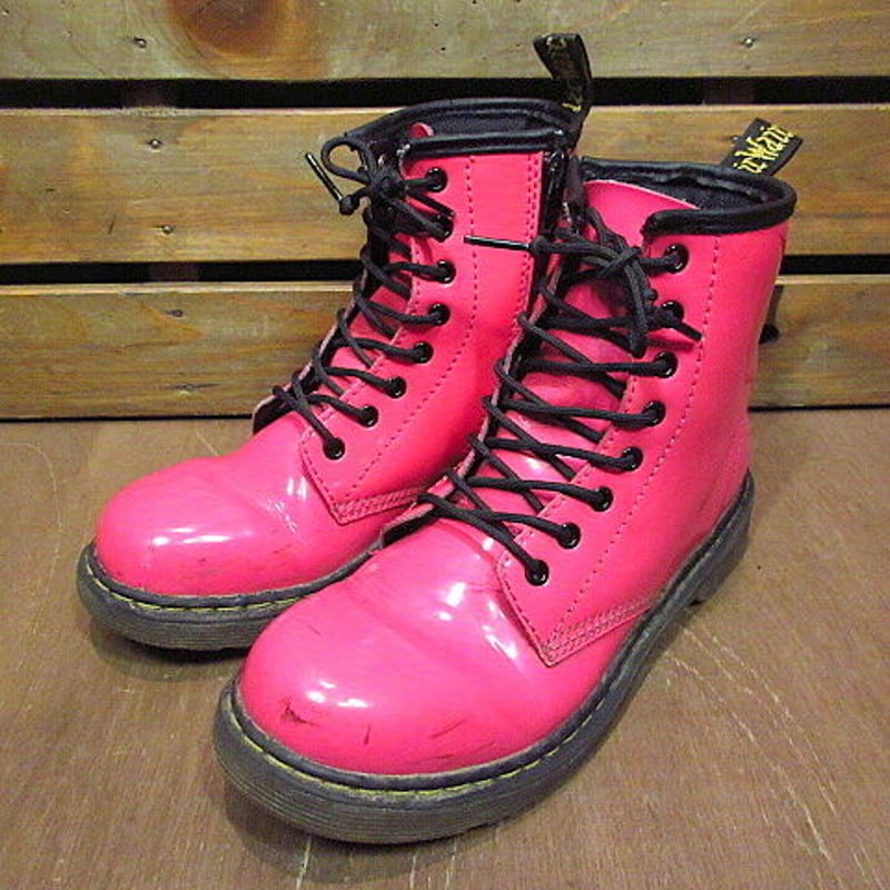Dr.Martensサイドジップ8ホールエナメルブーツピンク○201106n8-w-bt-21