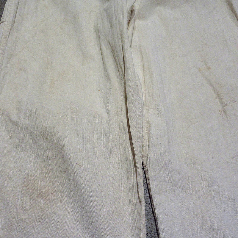 ビンテージ40's○チェーンステッチ刺繍HBTオールインワン生成り