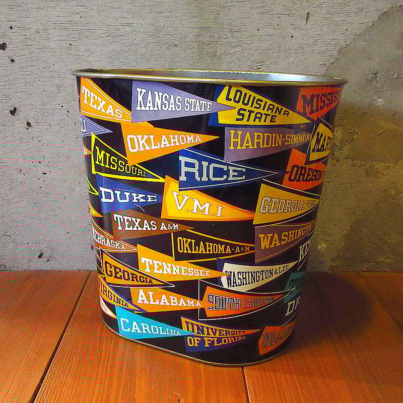 ビンテージ60's70's○カレッジペナントティントラッシュ缶○231114k8