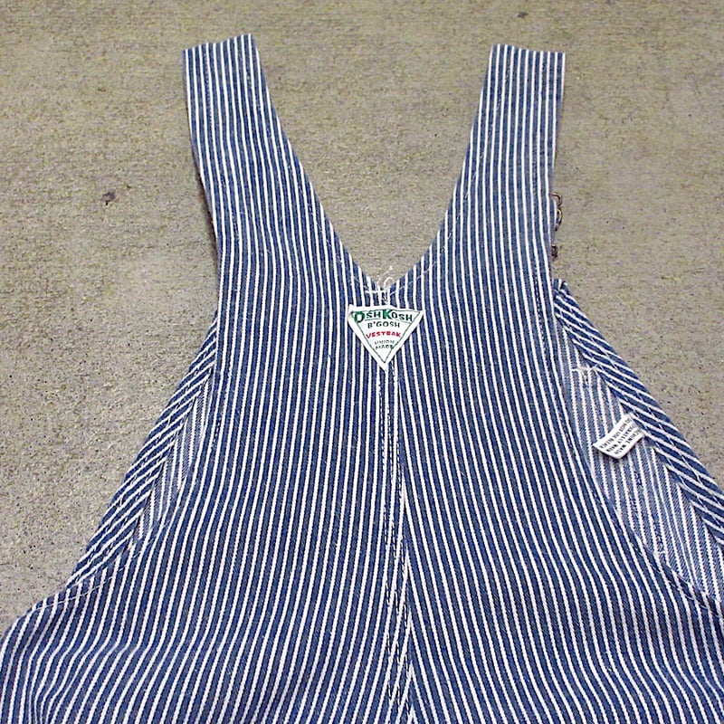 ビンテージ60's70's○OSHKOSHヒッコリーストライプオーバーオール実寸