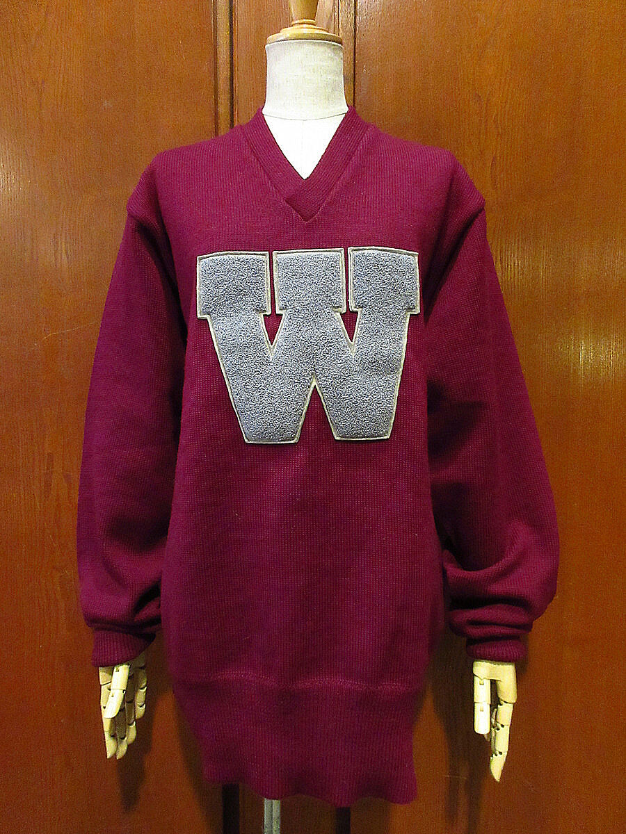 ビンテージ50's○LASLEY KNITTING CO. Vネックレタードセーター