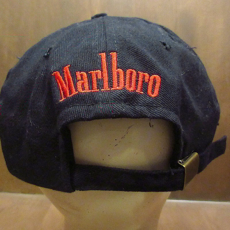ビンテージ90's○Marlboro刺繍入りコットンキャップ黒×赤○210812k3-m