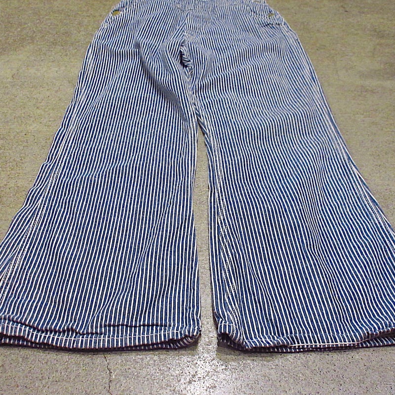 ビンテージ60's70's○OSHKOSHヒッコリーストライプオーバーオール実寸