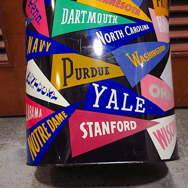 ビンテージ~70's○カレッジペナントティントラッシュ缶○220214r8