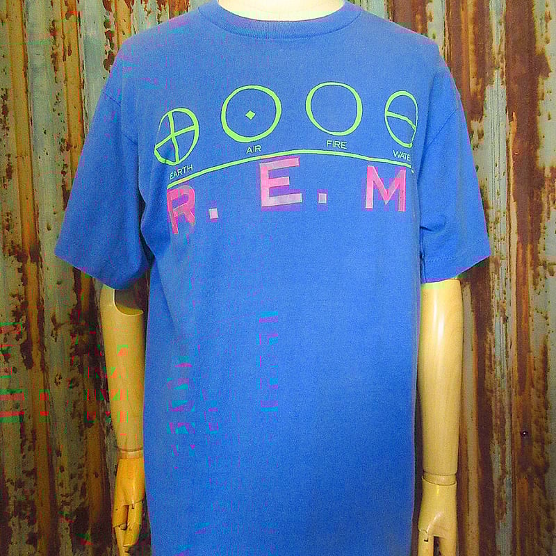 ビンテージ80's○R.E.M. METALプリントTシャツ青size L○240908j3-