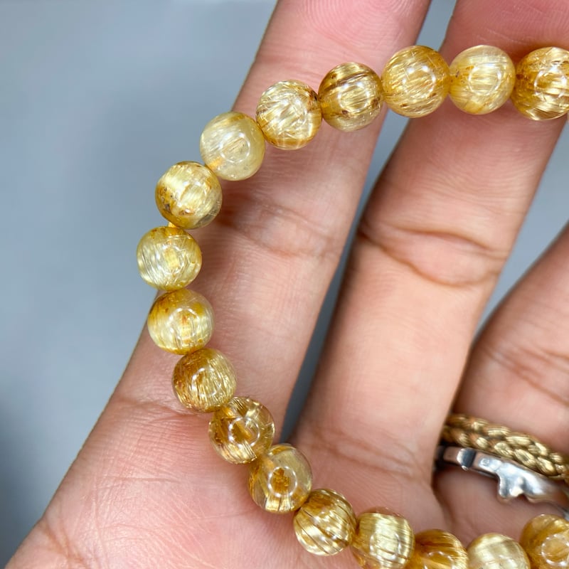 みち（ゴールドキャッツアイルチル ⑨径16.5cm（6．5〜7mm珠