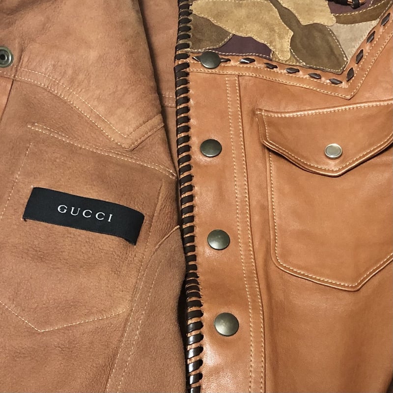 2004ss GUCCI by Tom Ford craft leather jacket |