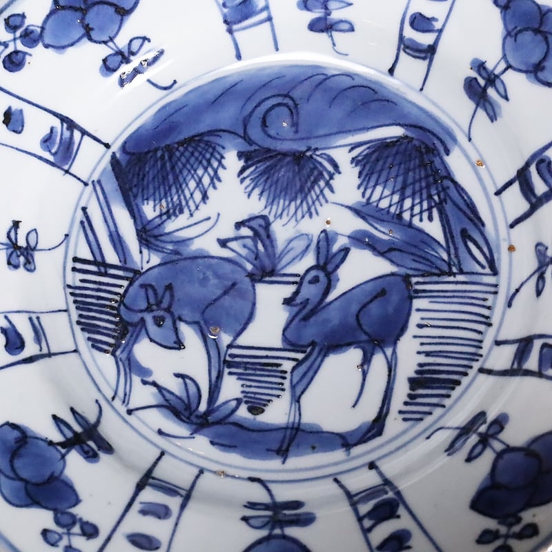 明 古染付鹿文七寸皿 十七客揃 | LYAN ARTS' Collection online
