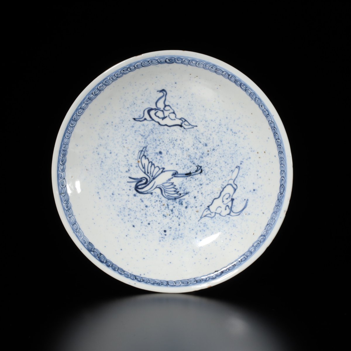 明 古染付吹墨に雲鶴文五寸皿 | LYAN ARTS' Collection online