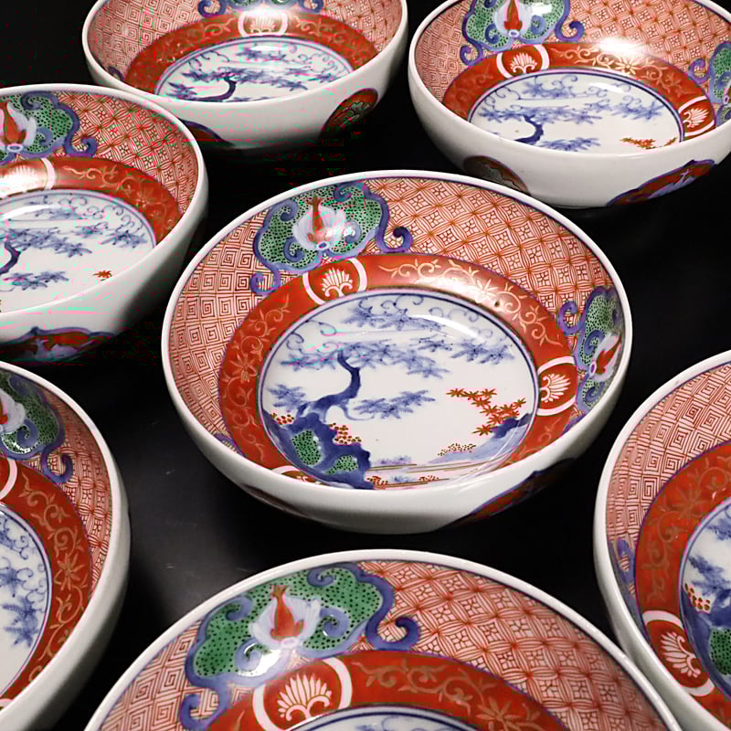 古伊万里 金襴手赤玉山水文小鉢 十客揃 | LYAN ARTS' Collection on