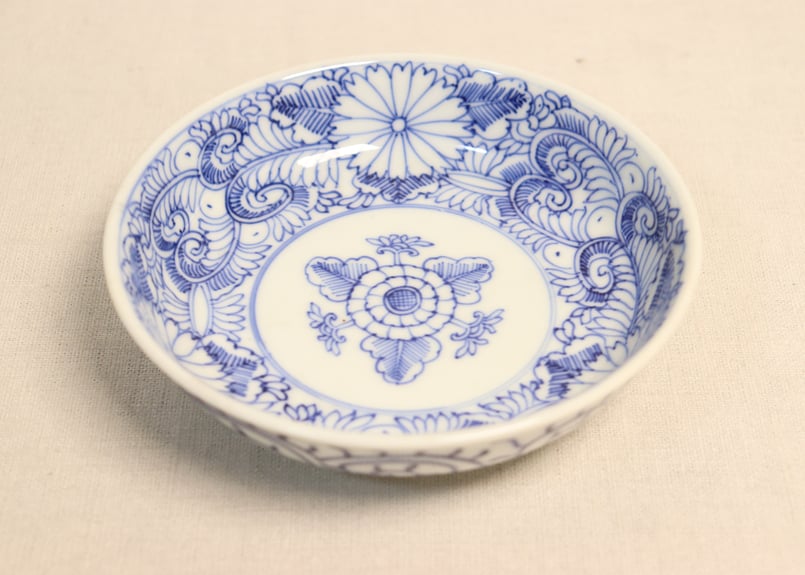 江戸幕末線描き花と唐草図なます皿 | 吉祥寺PukuPuku