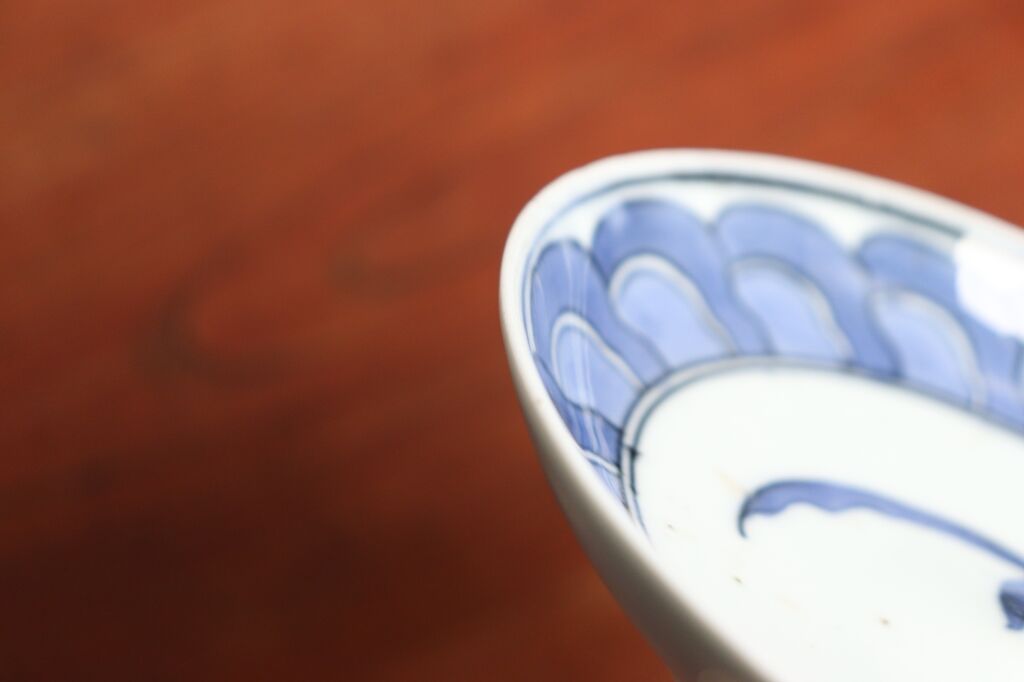 藍九谷もしくは藍鍋島の花鳥文隅入染付角皿5客桐箱入 藍九谷もしくは藍