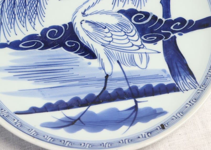 江戸幕末染付柳に鷺図9寸皿 ニュウ | 吉祥寺PukuPuku
