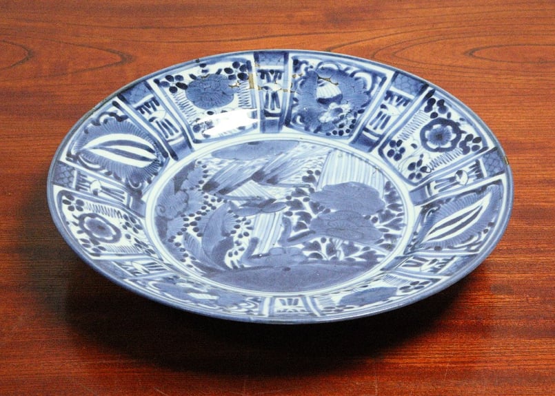 江戸前期藍九谷芙蓉手花鳥図尺皿 | 吉祥寺PukuPuku