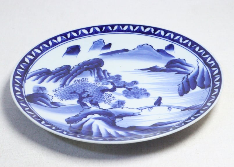 明治後期～大正染付山水図尺皿 | 吉祥寺PukuPuku
