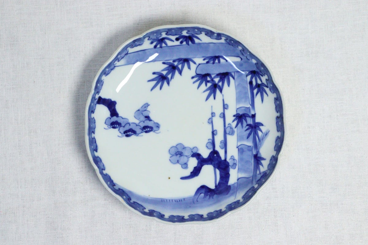 明治前期染付松竹梅図7寸皿 | 吉祥寺PukuPuku