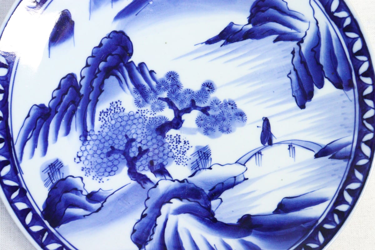 明治後期～大正染付山水図尺皿 | 吉祥寺PukuPuku