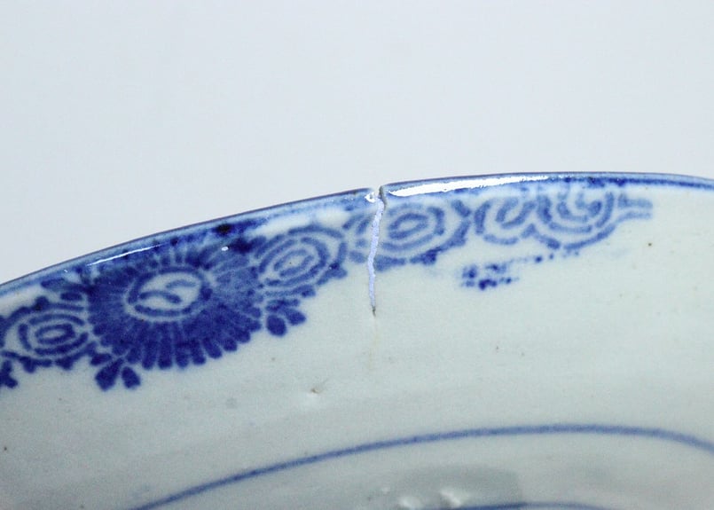 明治後期～大正紙刷富士図7.5寸皿 窯傷,かたつき | 吉祥寺PukuPuku