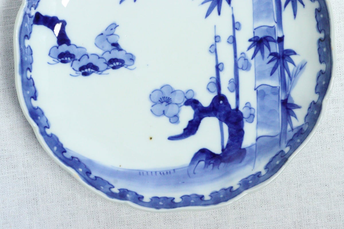 明治 印判 骨董品 八角大皿 松竹梅 稀少 36cm 美術品 コレクション