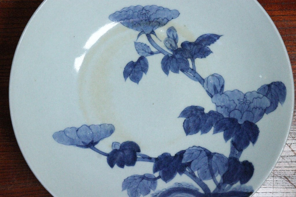 江戸幕末鍋島染付牡丹図7寸台皿③ | 吉祥寺PukuPuku