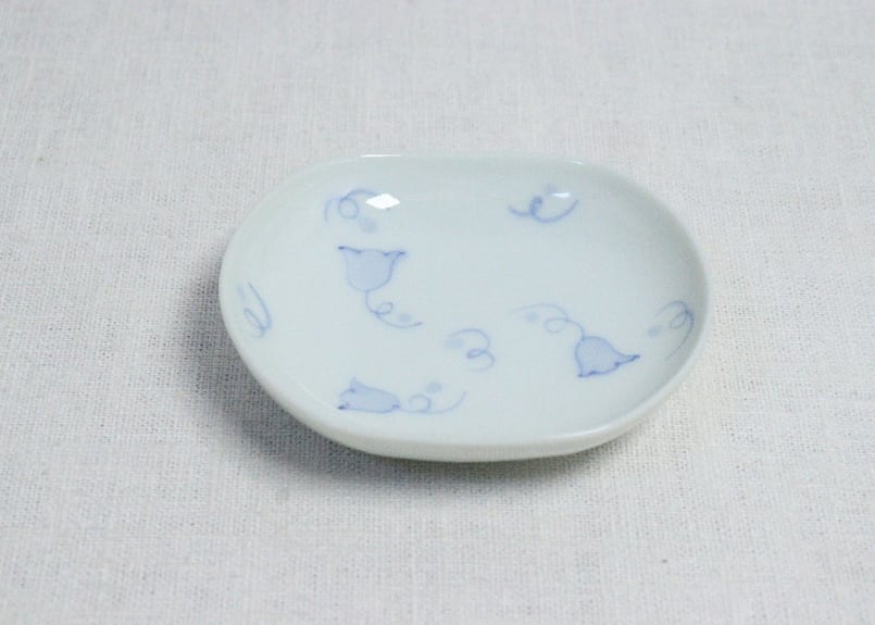 向付 染付 七福神 5客 明治 大正 昭和初期 銘 変形皿 小皿 その2 向付