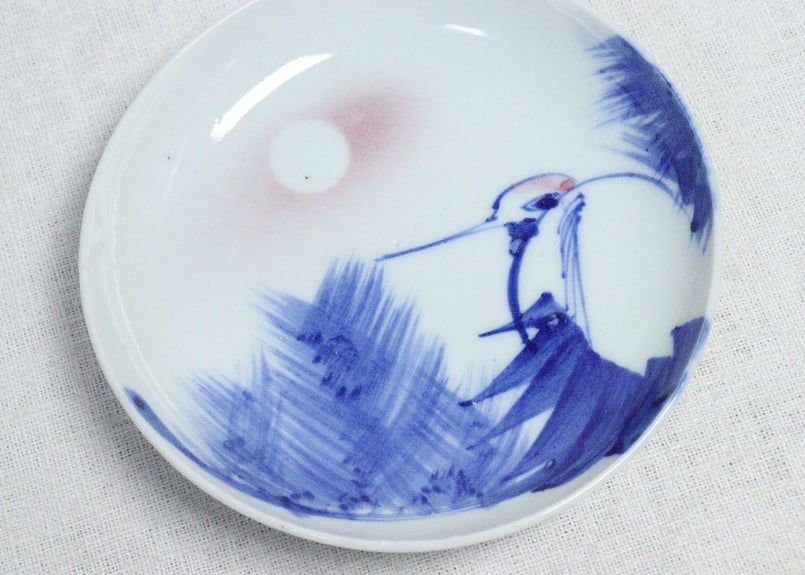 明治後期～大正染付松鶴図5寸皿 | 吉祥寺PukuPuku