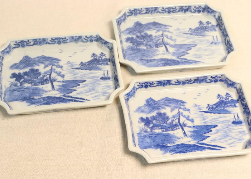 明治後期～大正銅判山水図長角皿② かたつき | 吉祥寺PukuPuku