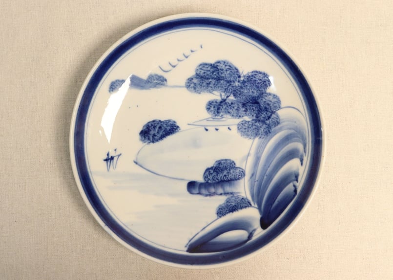 古染付 山水図膾向付 10客揃え 古染付 山水図