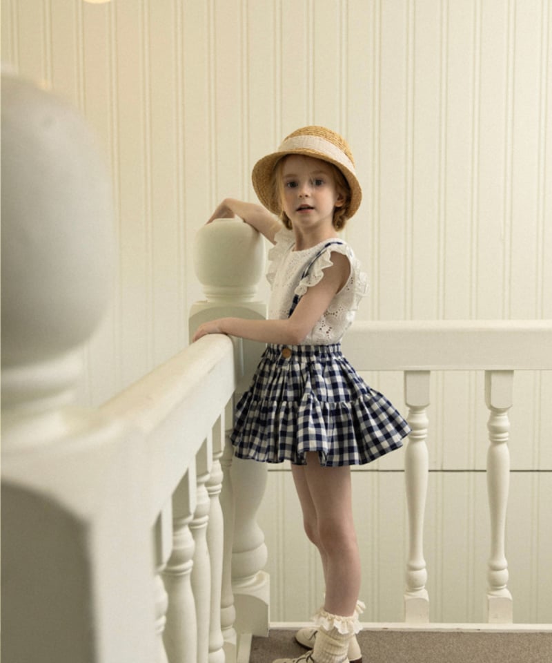 Wonny Ribbon /Summer gingham skirt (navy) | lisoro