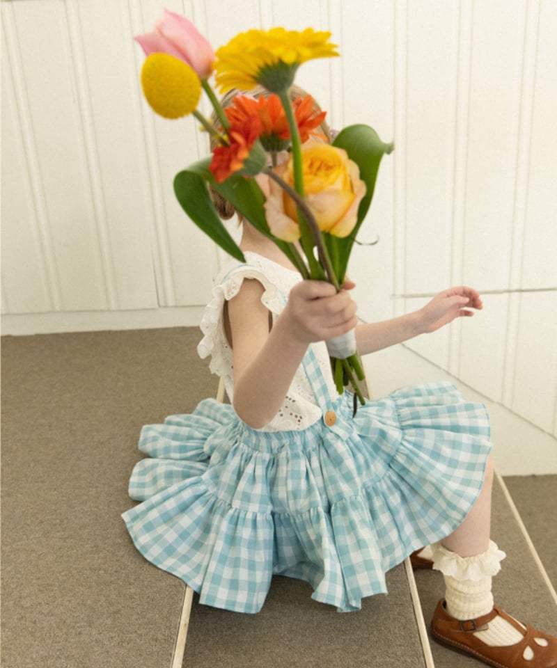 Wonny Ribbon /Summer gingham skirt(sky blue) |