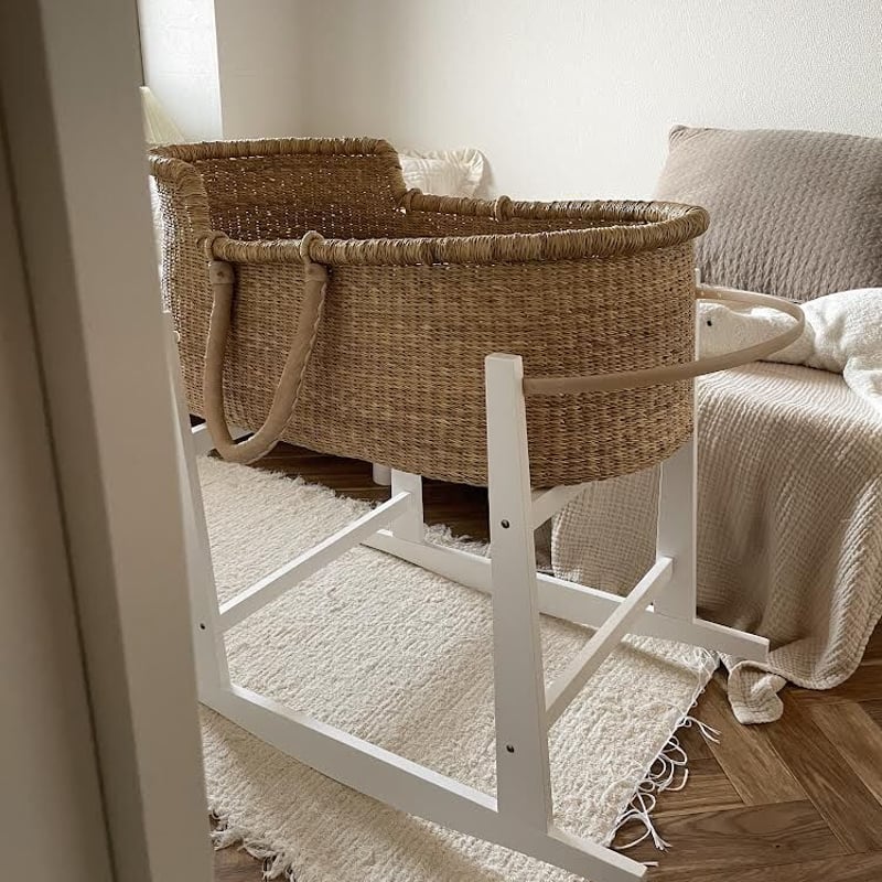 Moses Basket [ Hooded / Natural+Beige ] / Hippo