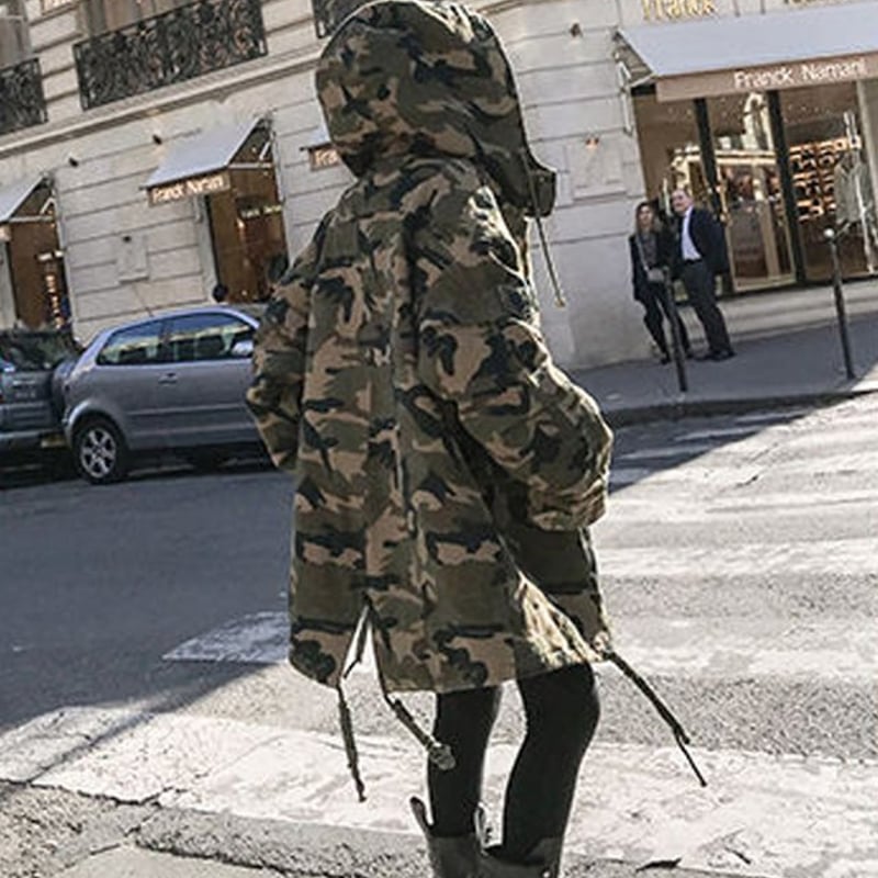 迷彩中綿入りジャケット フード モッズコート ジャケット コート