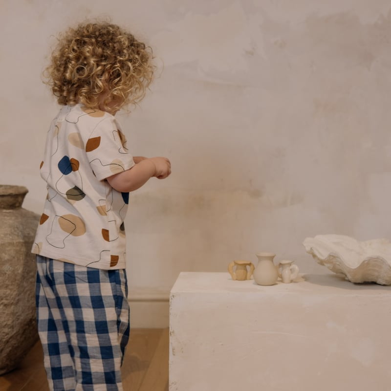 organic zoo Pottery Blue Gingham Fisherman Pa