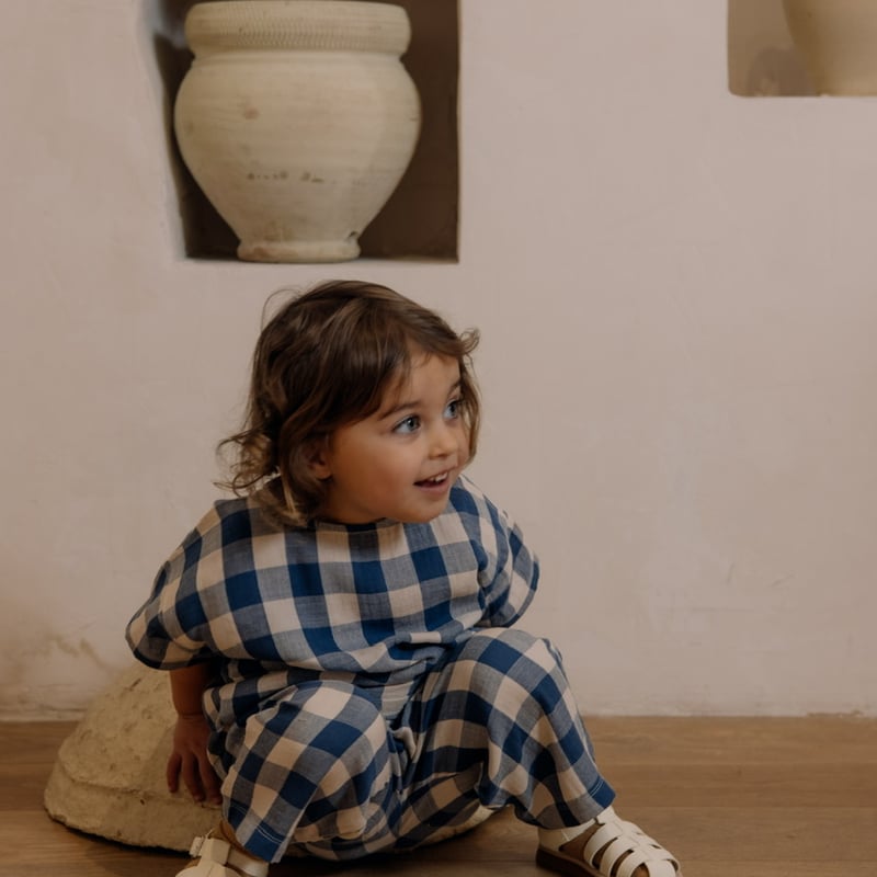 organic zoo Pottery Blue Gingham Fisherman Pa