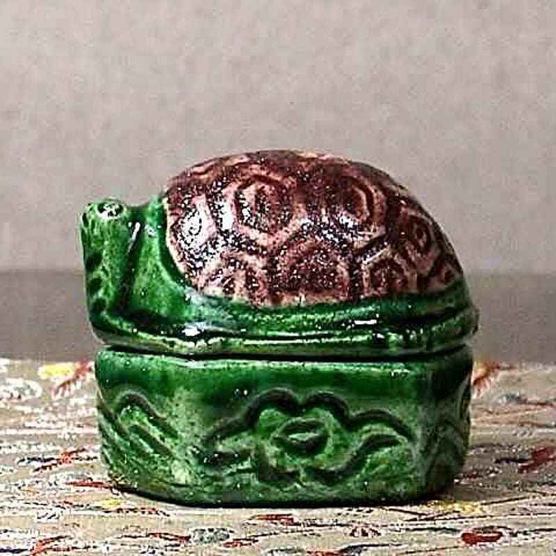 安加比古窯 加藤晃楽 作 分銅亀 香合 無傷 共箱 保証。 | STORES