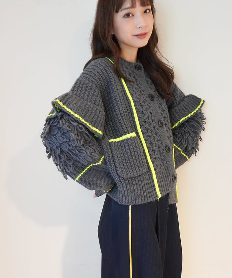 AULA AILA アウラアイラ ループフリンジニットカーディガン LOOP