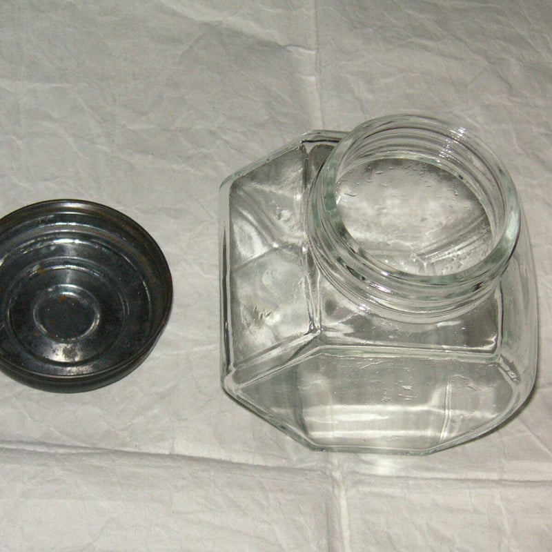 ガラス 駄菓子入れ ガラス小物入れ 昭和頃 アルミ蓋 ガラス瓶 | 村田