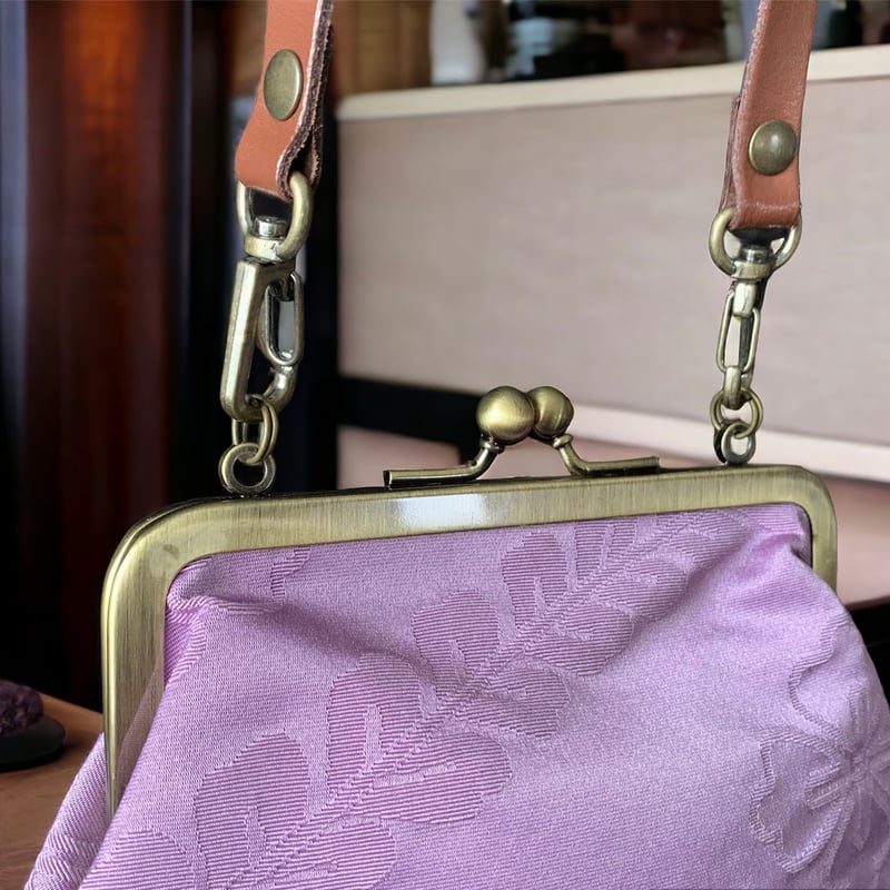 がま口バッグ＜西陣帯＆本革ショルダー＞ショルダー＆クラッチ＆お財布