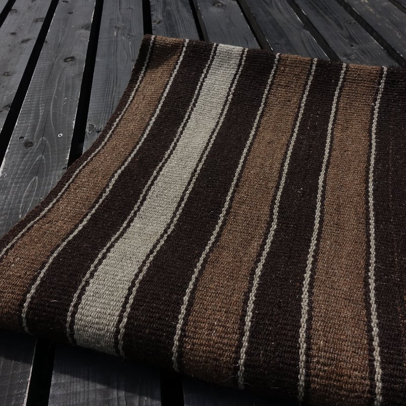 19世紀 チベット ヤクウール 手織り ラグマット / Tibetan Yak Wool Ha