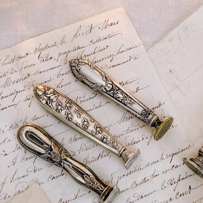 フランスアンティーク シーリングスタンプ・小さなヤドリギ・シルバー