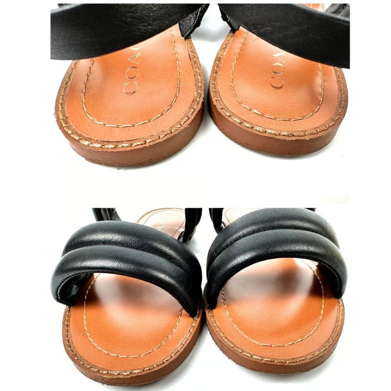 コーチ COACH ストラップサンダル ブラック7B 約24cm 黒レザー 茶 金具