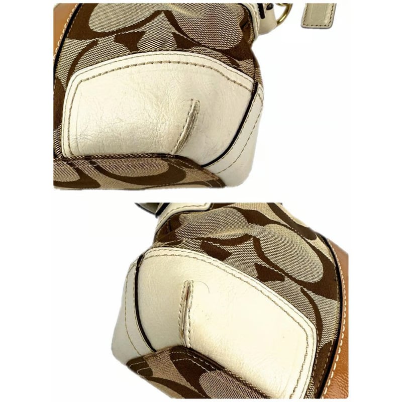 コーチ COACH ショルダーバッグ ホワイト ブラウン ピンク レザー