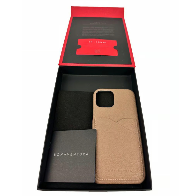 ボナベンチュラ スマホカバー バックケース ポケット エトープ