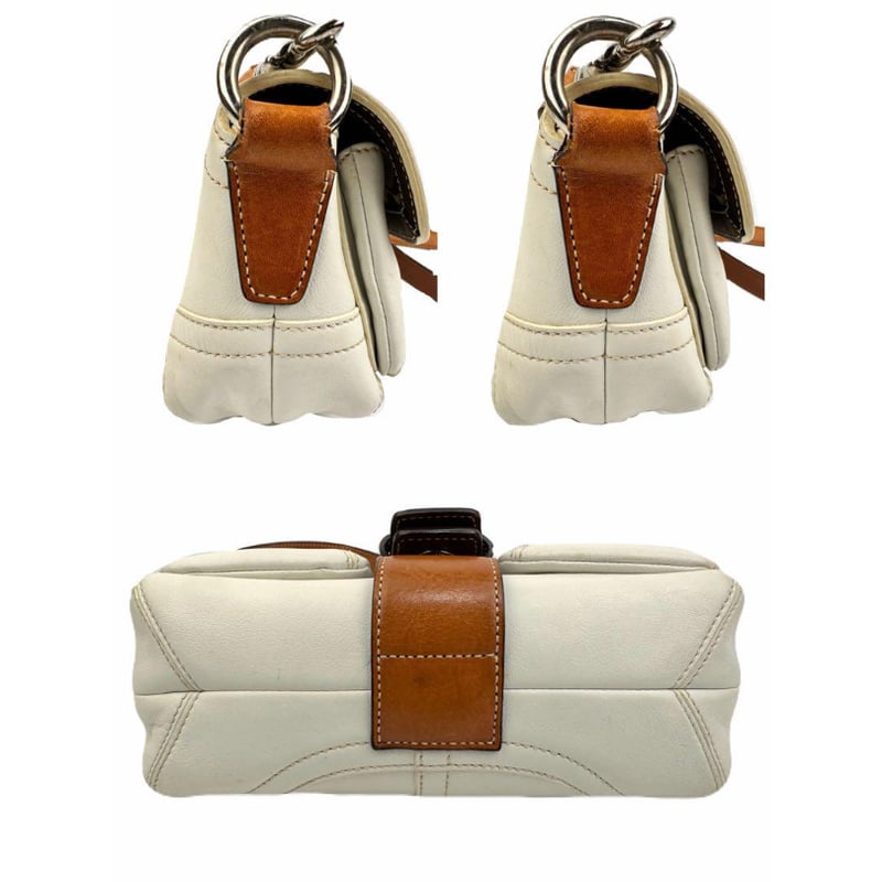 コーチ COACH ショルダーバッグ ホワイト ブラウン 白レザー 茶色