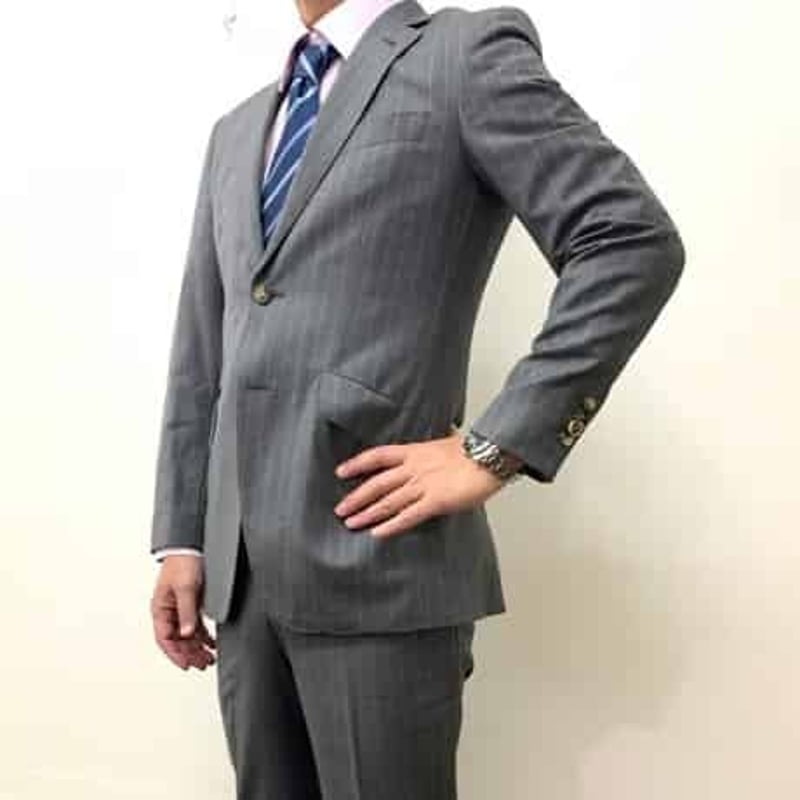 S15｜Paul Smith×ロロピアーナ 2Bグレーストライプスーツ(S) 定価99,000